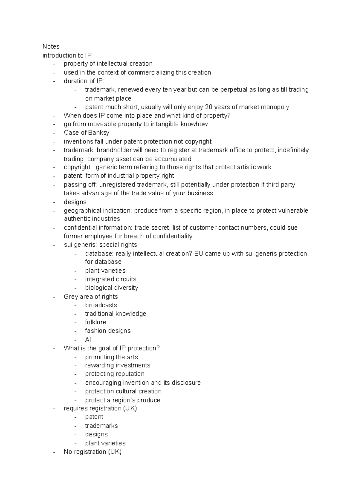 IP Lecture 1 - Final - Notes introduction to IP - property of ...