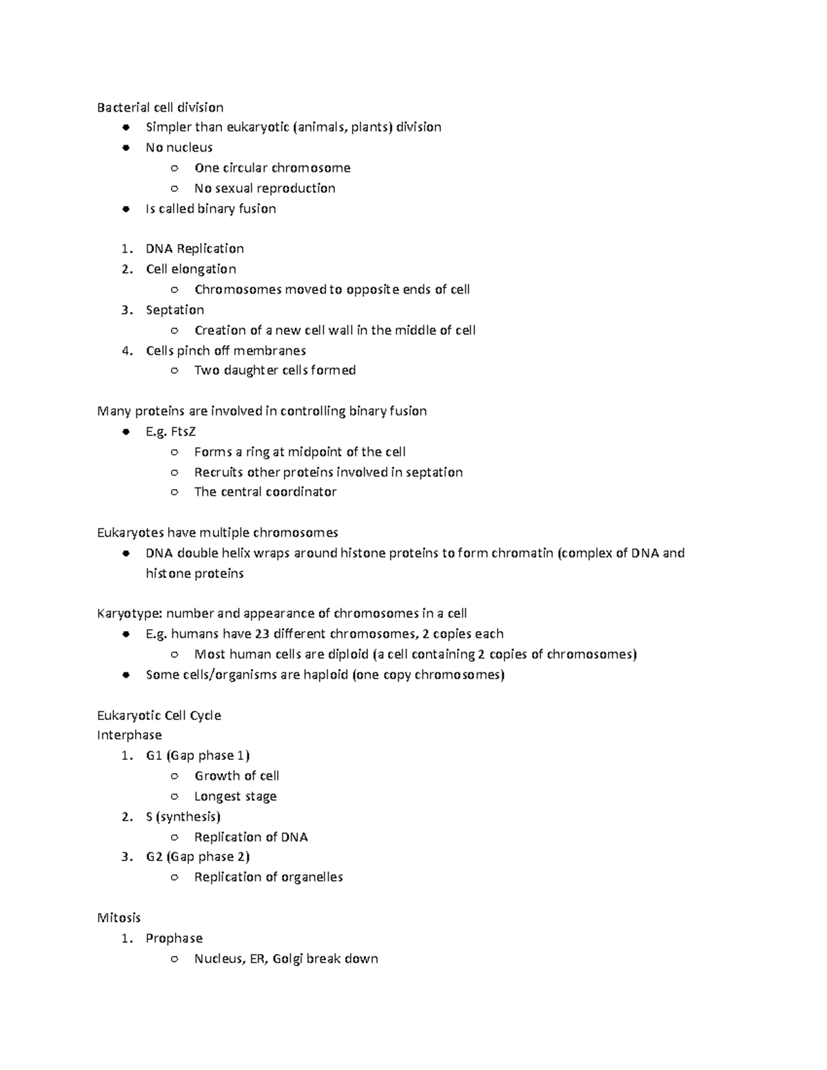 Cell Division - Lecture notes 7 - Bacterial cell division Simpler than ...