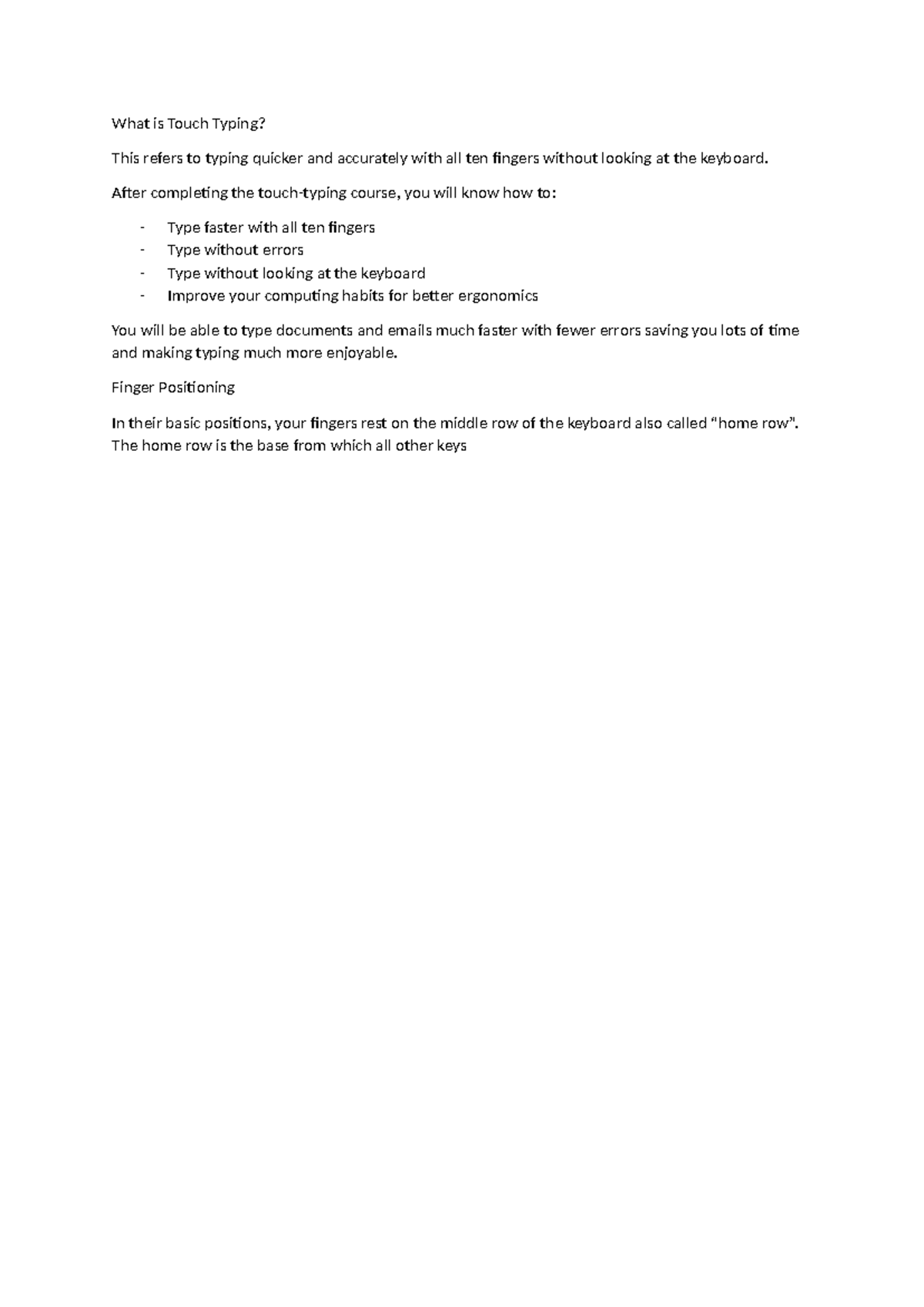 Typing Notes - idk - What is Touch Typing? This refers to typing ...