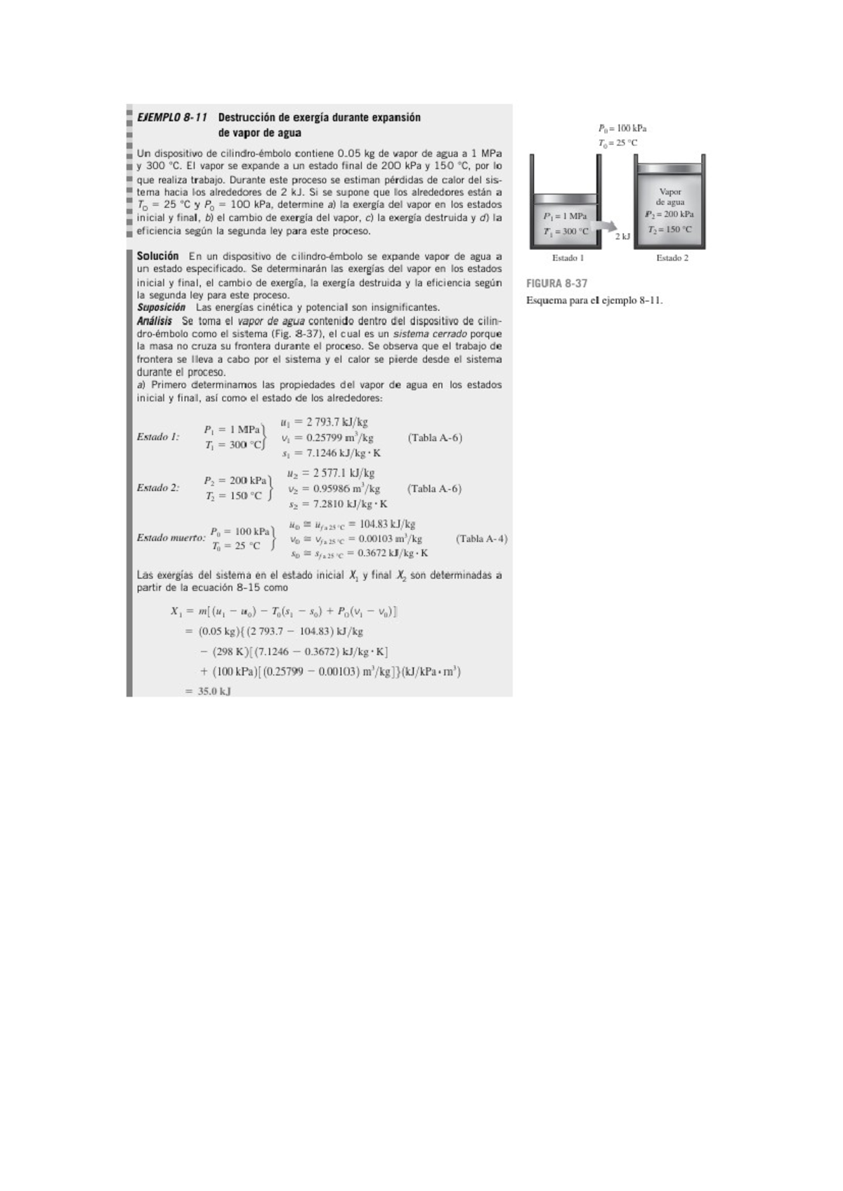 Ejercicio termodinamica - EJEMPLO Destrucción de exergía durante ...