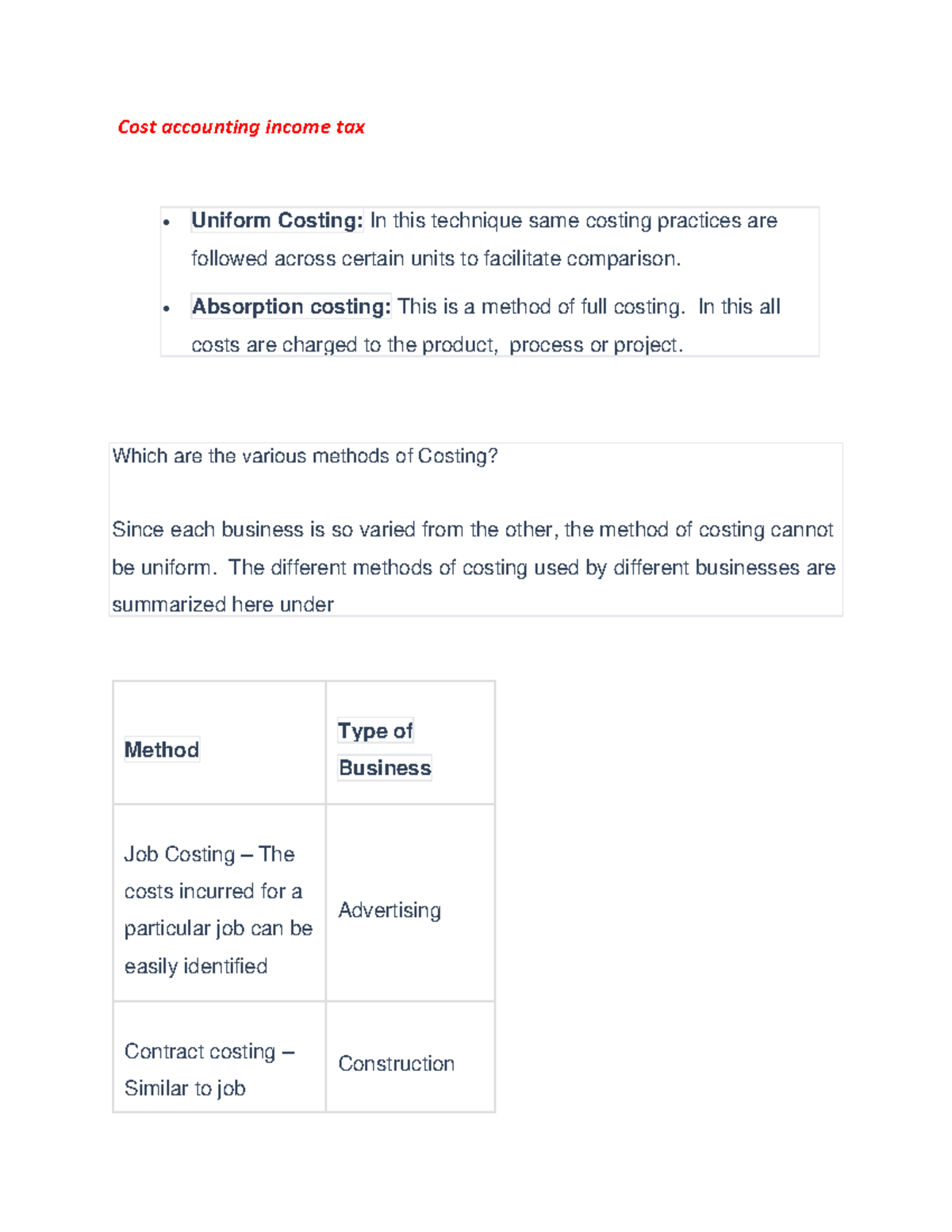 Cost accounting tax part 2 Cost accounting tax Uniform