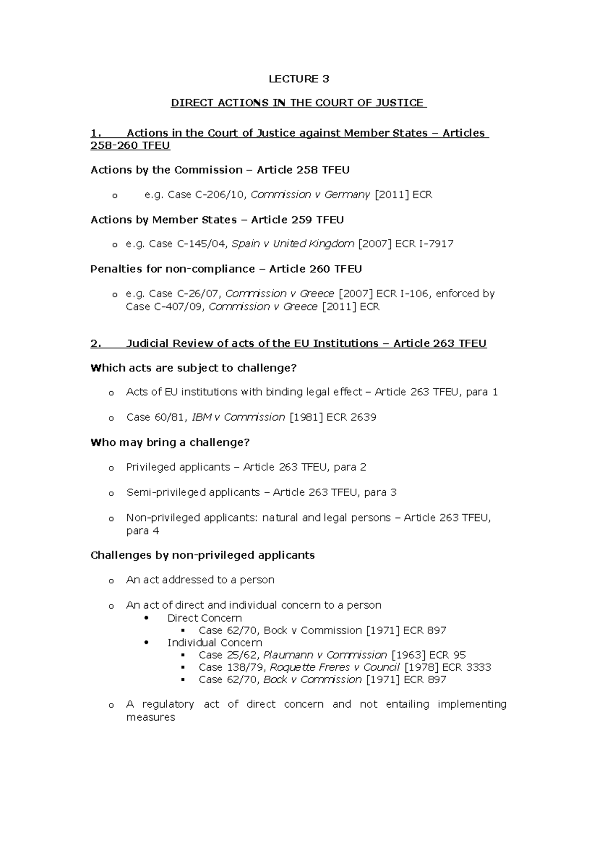 DIRECT ACTIONS IN THE COURT OF JUSTICE - Actions in the Court of ...