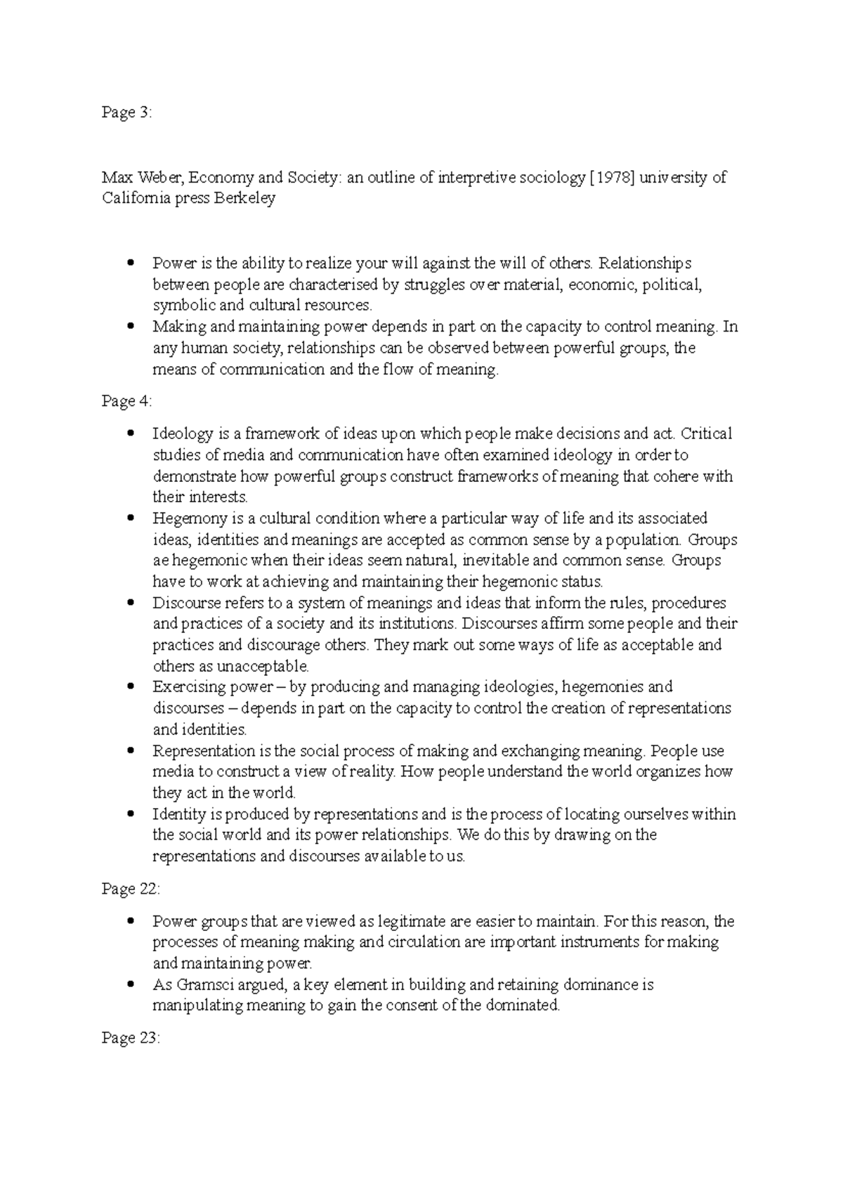 Textbook Notes - Page 3: Max Weber, Economy and Society: an outline of ...