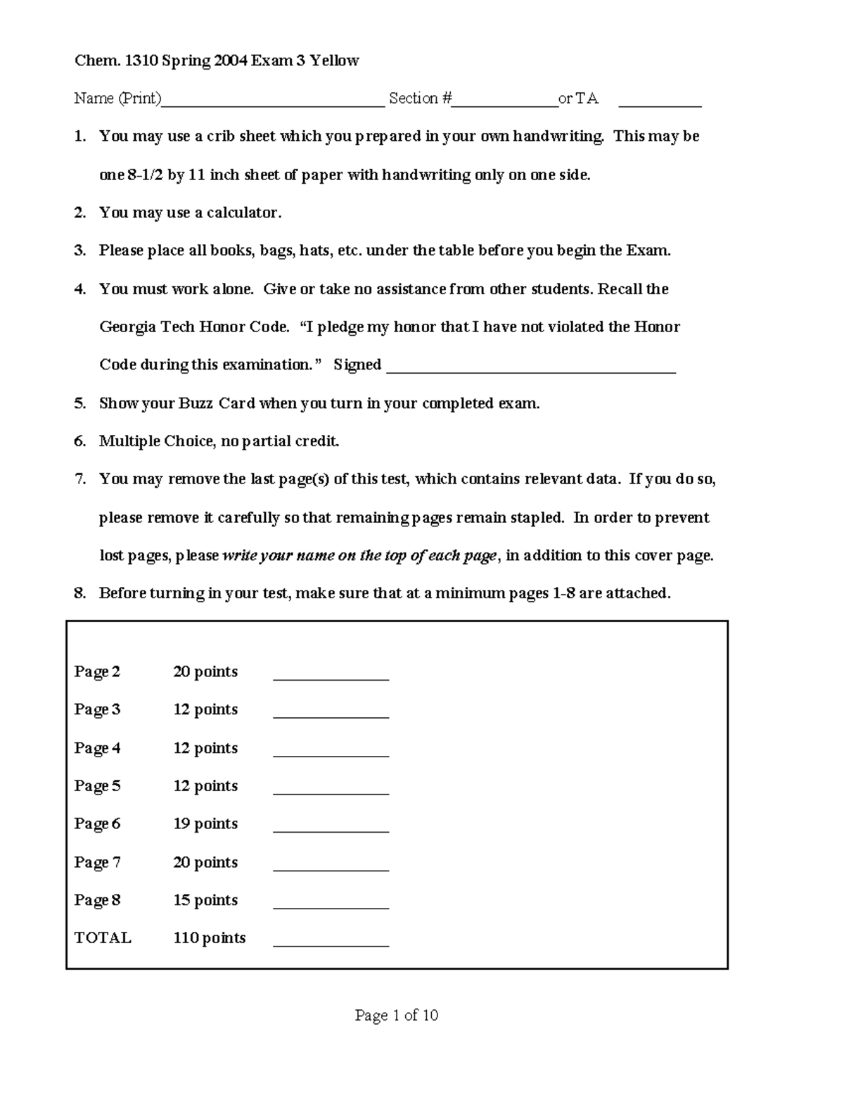 SP04 Exam 3 Y - Practice Tests - Name (Print ...