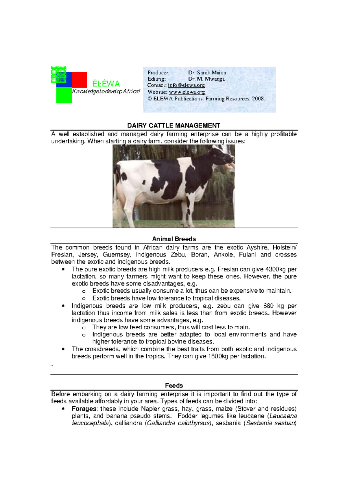 Dairycattlemanagement DAIRY CATTLE MANAGEMENT A well established and