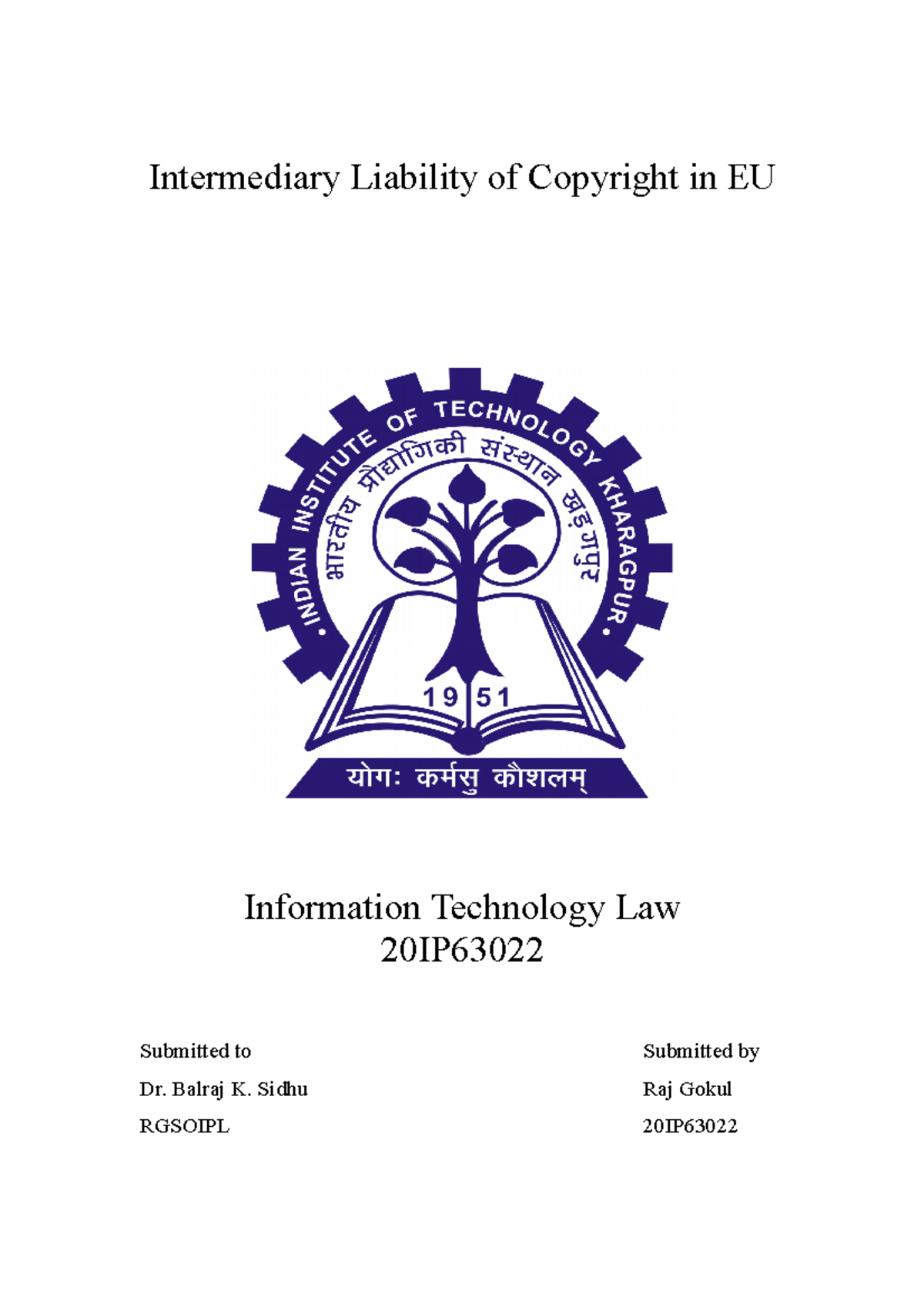 Final Draft Code of Criminal Procedure Intermediary Liability of