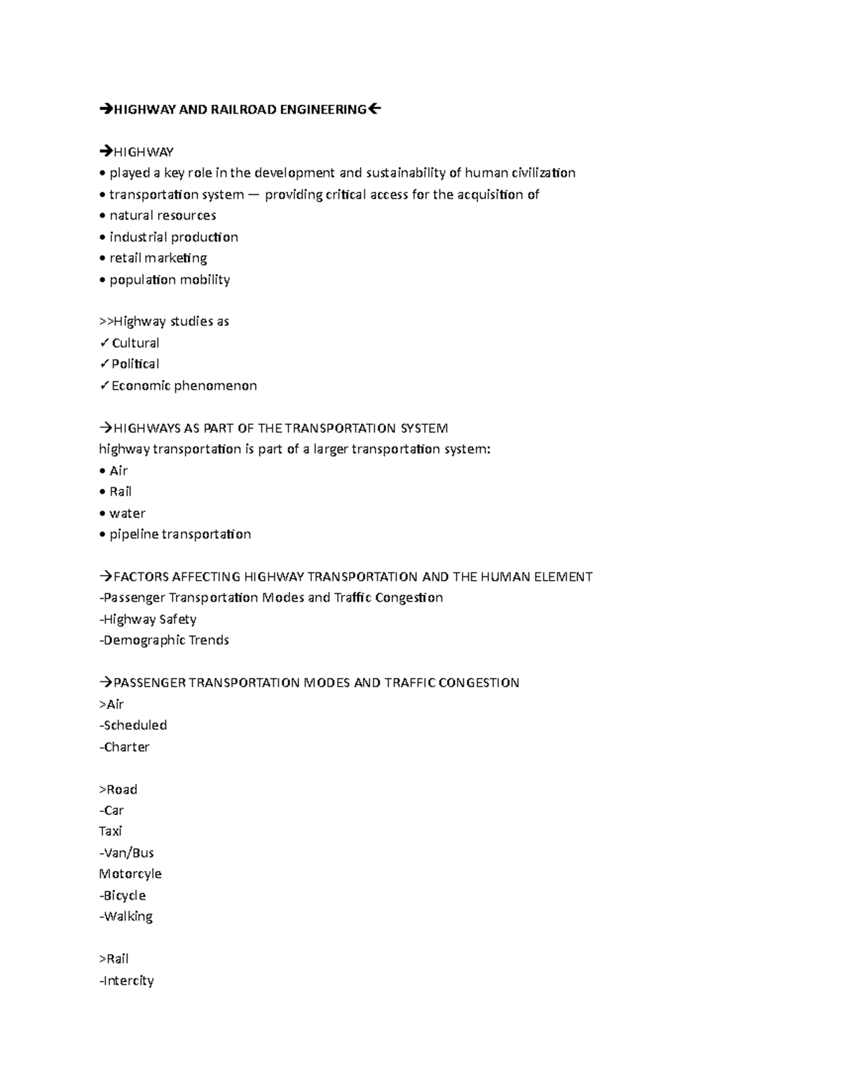 Highway AND Railroad Engineering PART 1 Notes - HIGHWAY AND RAILROAD ...