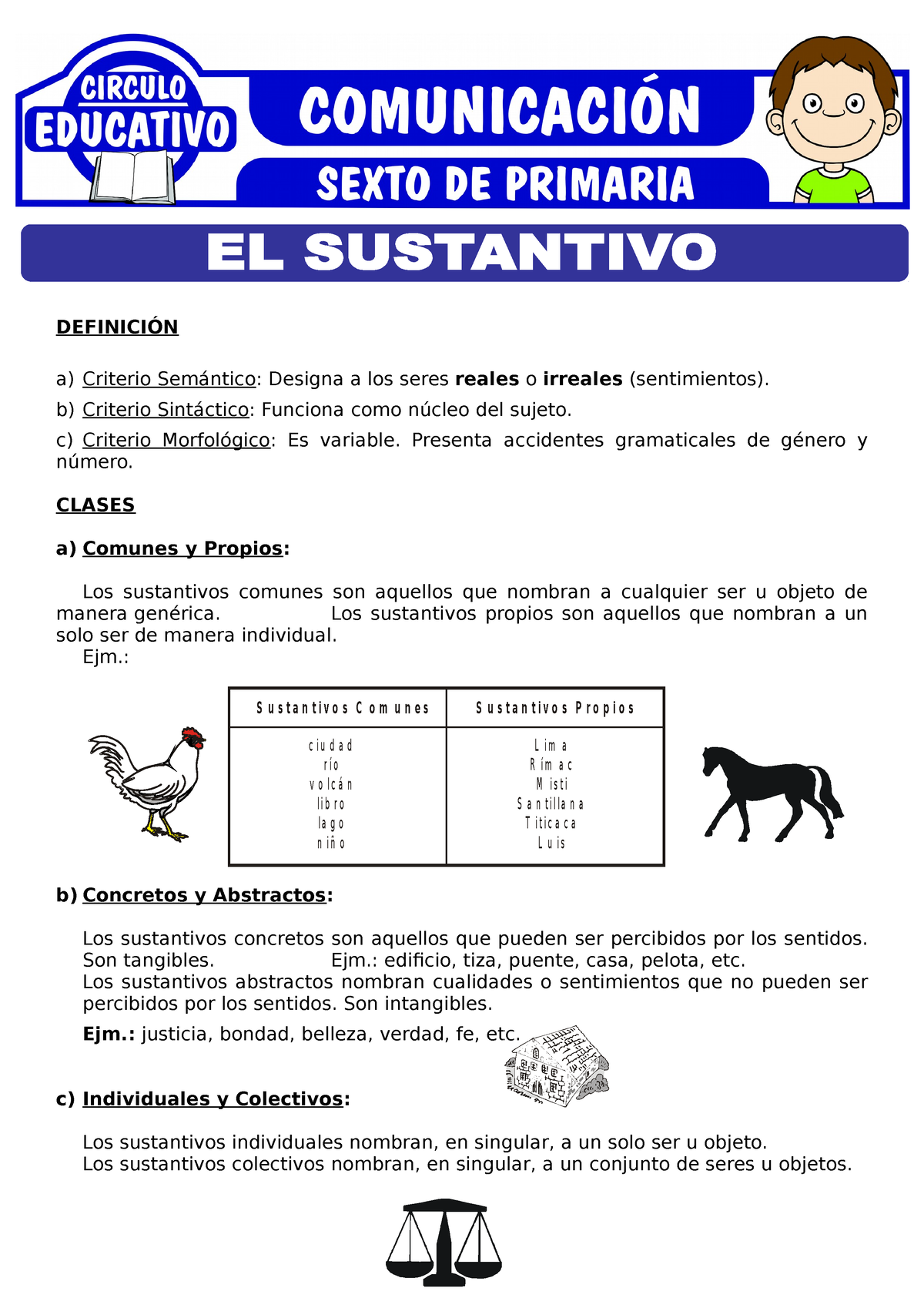 Definicion Y Clases De Sustantivo Para Sexto De Primaria - DEFINICIÓN A ...