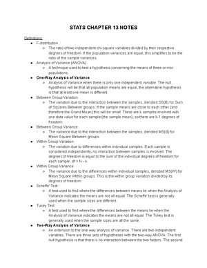 Stats chapter 12 notes - STATS CHAPTER 12 NOTES Definitions: Chi-square ...