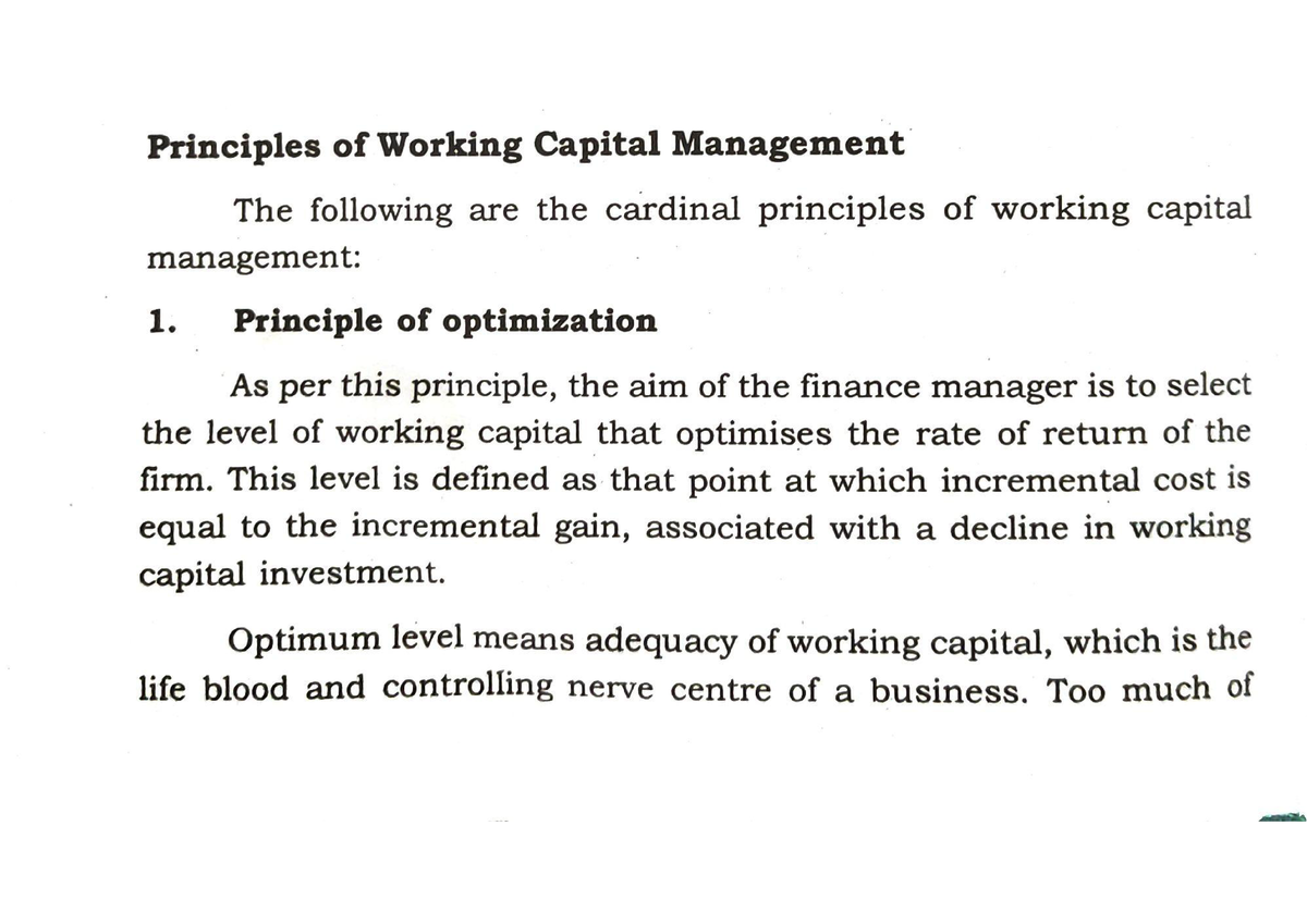 thesis on working capital management practices