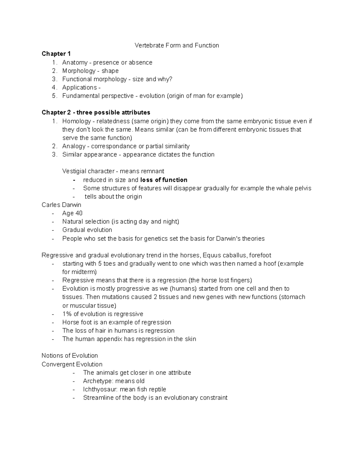 Vertebrate Form and Function - Vertebrate Form and Function Chapter 1 ...
