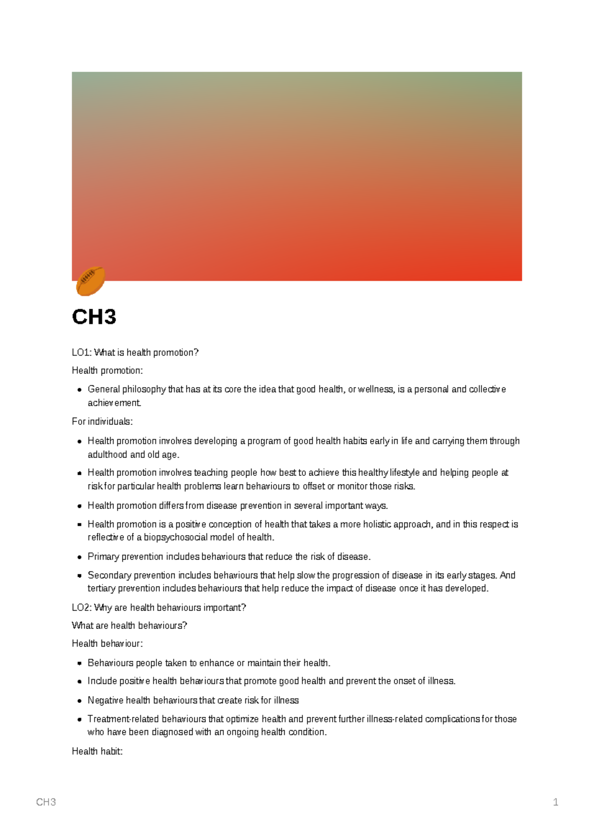 CH3 - Notes For Chapter 3 From Both Lecture And Textbook - ¹ CH LO1 ...