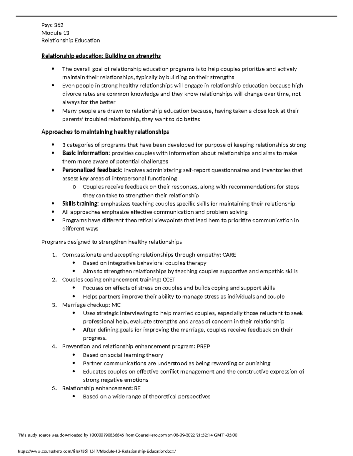 Module 13 Relationship Education - Module 13 Relationship Education ...