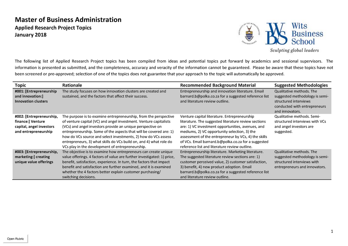 topics for research proposal in applied statistics