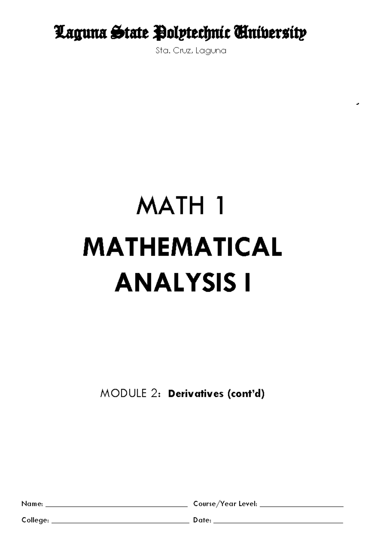 Math 1 Module 2 contd - ccsvf - Laguna State Polytechnic University Sta ...