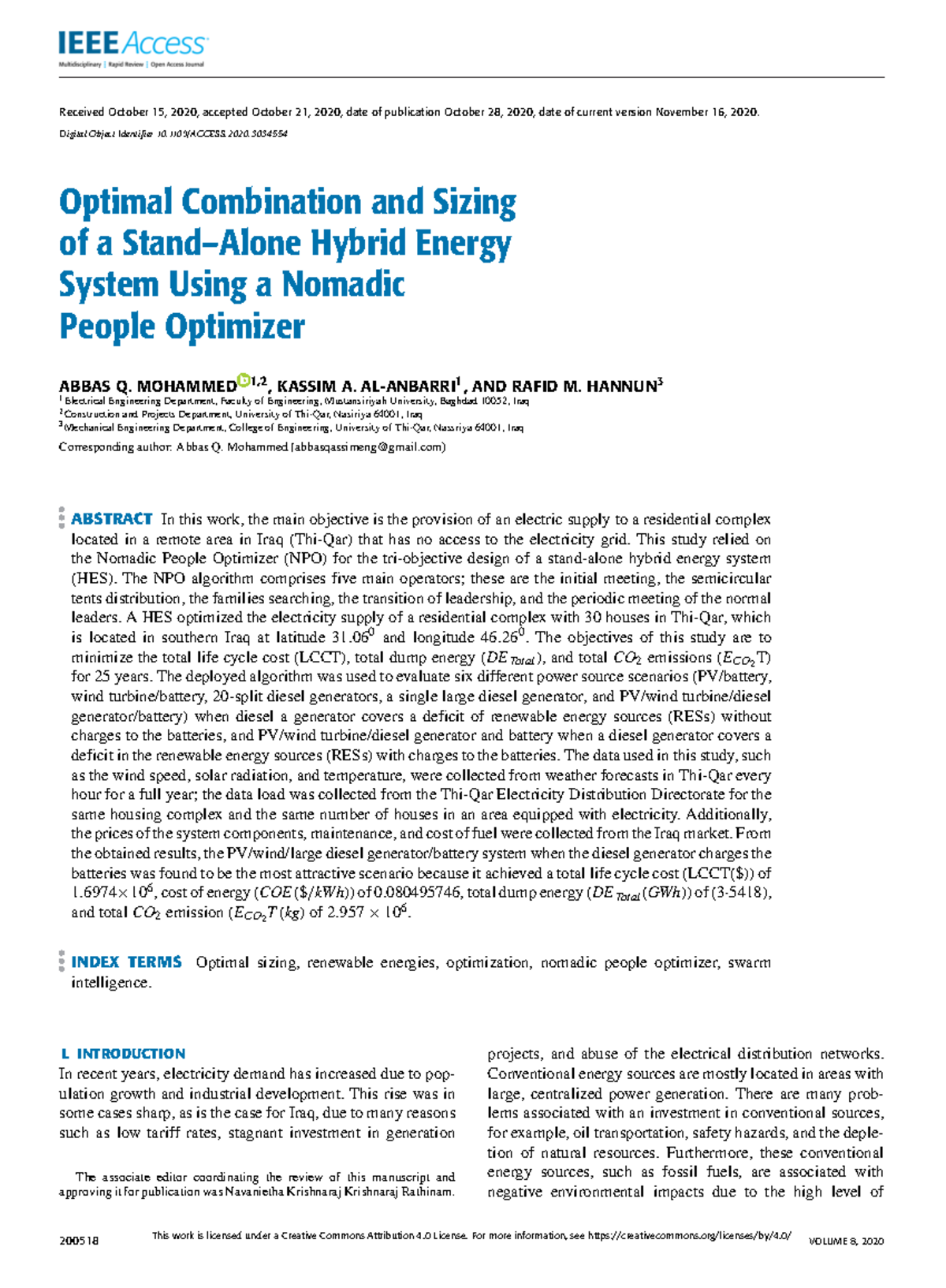 Paper 5 - Optimal Combination and Sizing of a Stand–Alone Hybrid Energy ...
