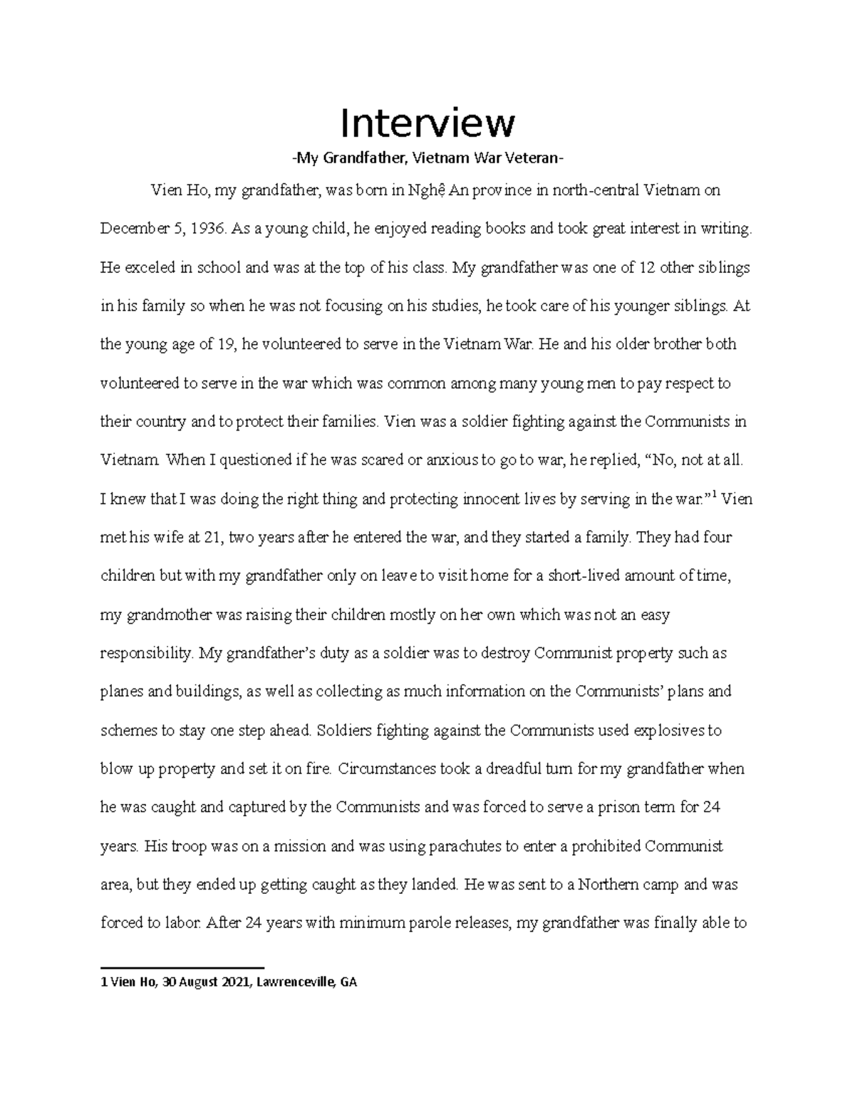 Interview- Someone who experienced a significant historical event ...