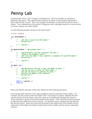 Penny Lab final revised submission - Penny Lab Implement the Penny Lab ...