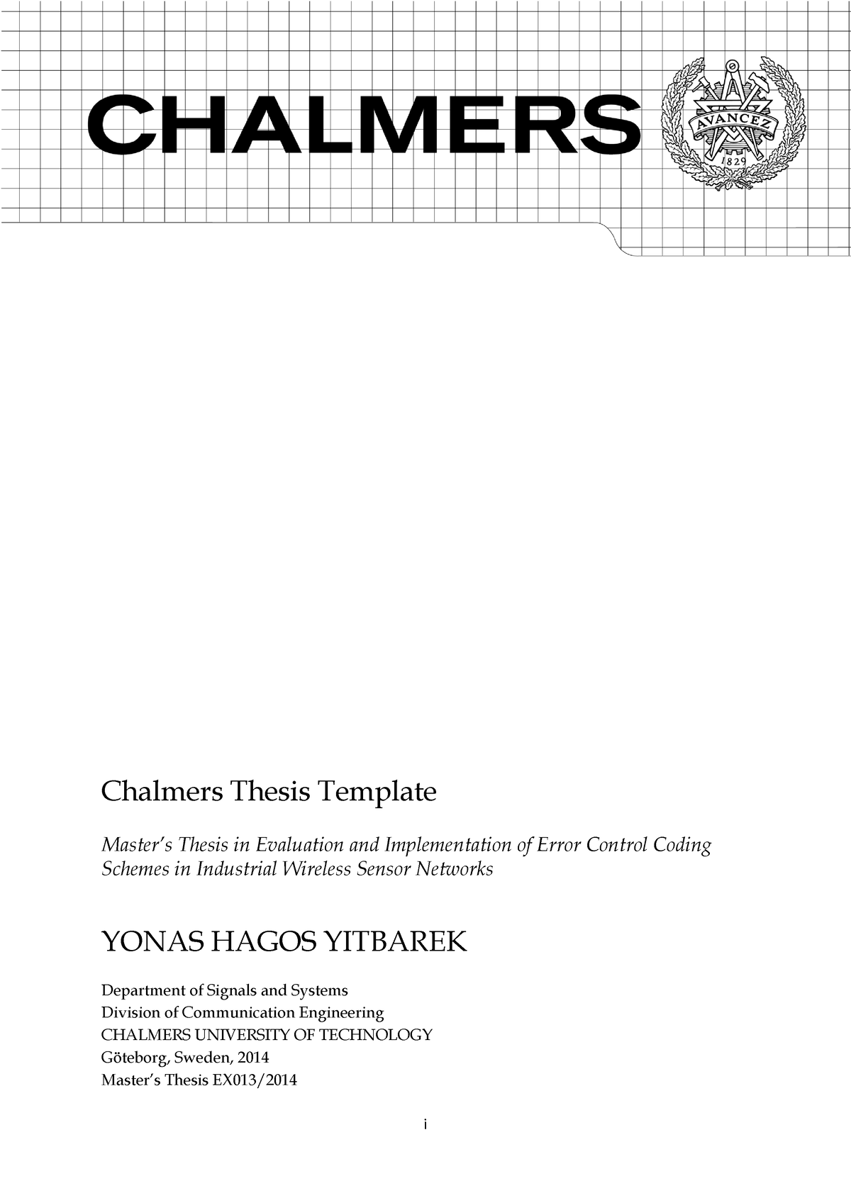 chalmers master thesis work card