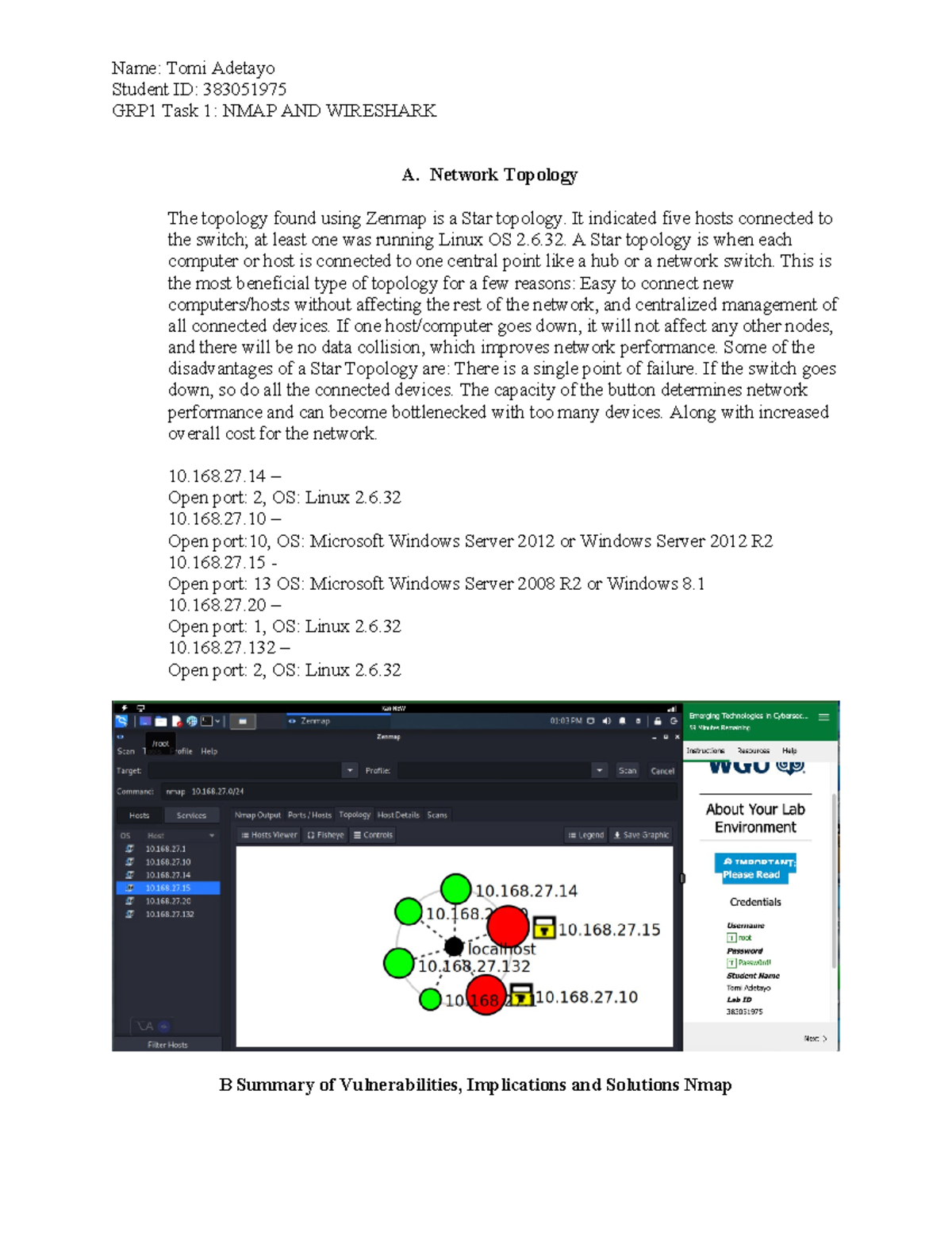 C844 Task 1 Project - Student ID: 383051975 GRP1 Task 1: NMAP AND ...