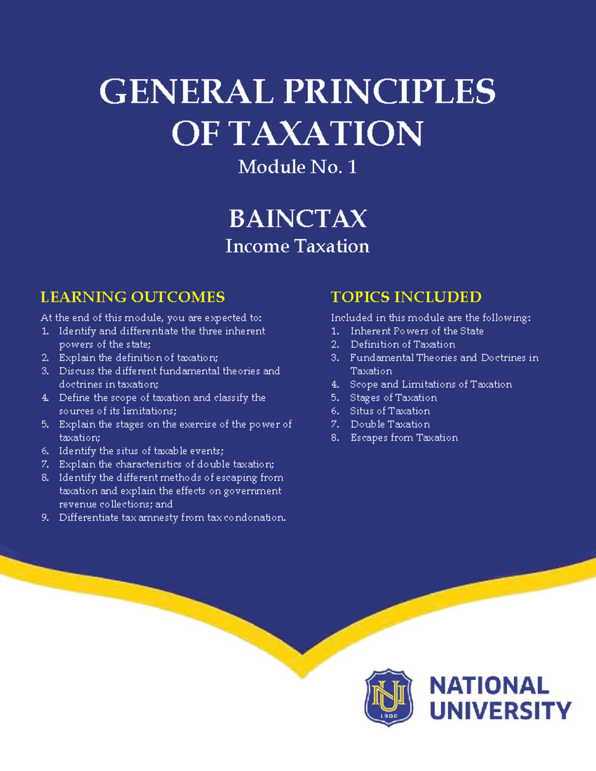 Module 01 General Principles - GENERAL PRINCIPLES OF TAXATION Module No ...