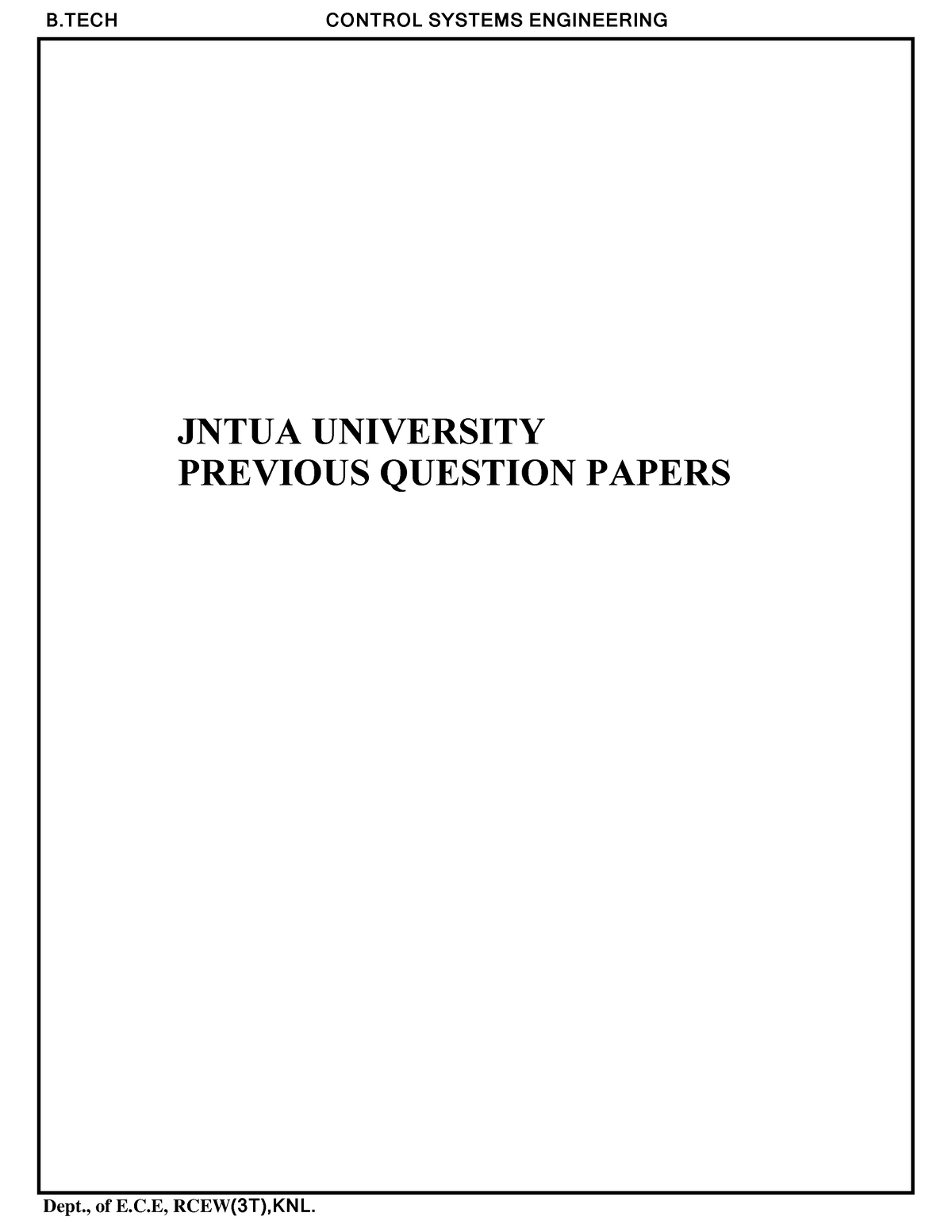 CS Jntua OLD Question Papers Dept. of E.C RCEW 3T KNL. B