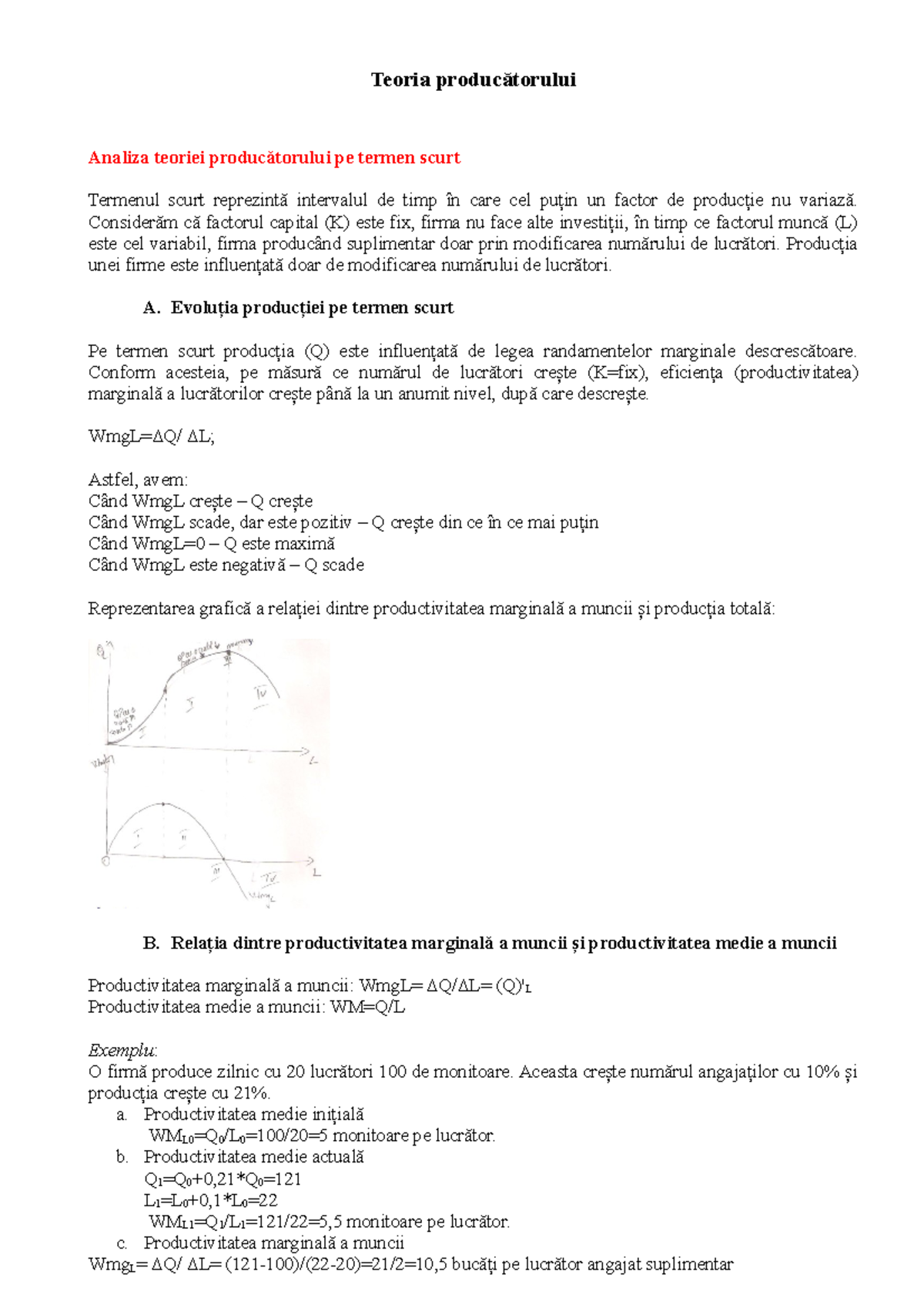 Suport seminar Producator microeconomie anul 1 - Teoria producătorului ...