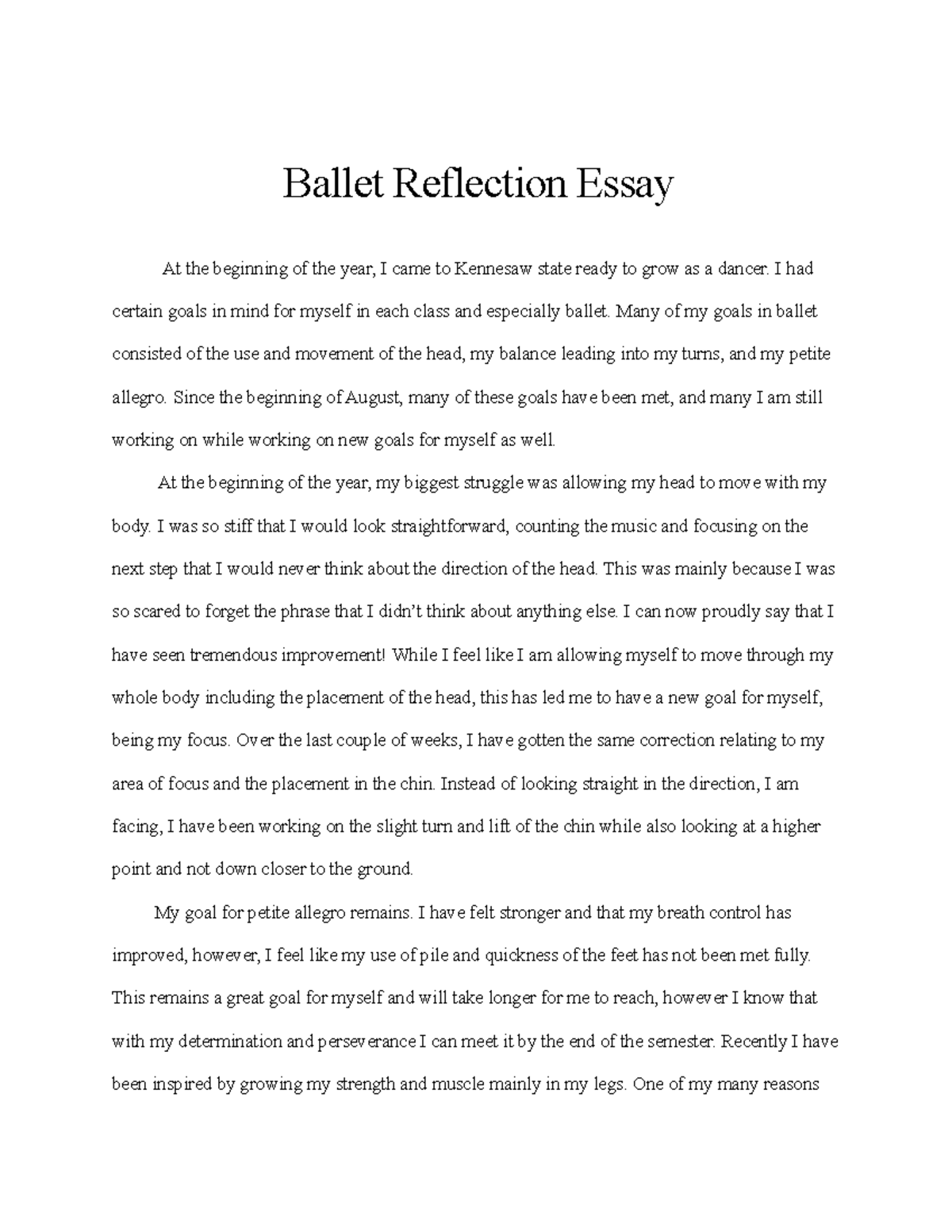 why i love ballet essay