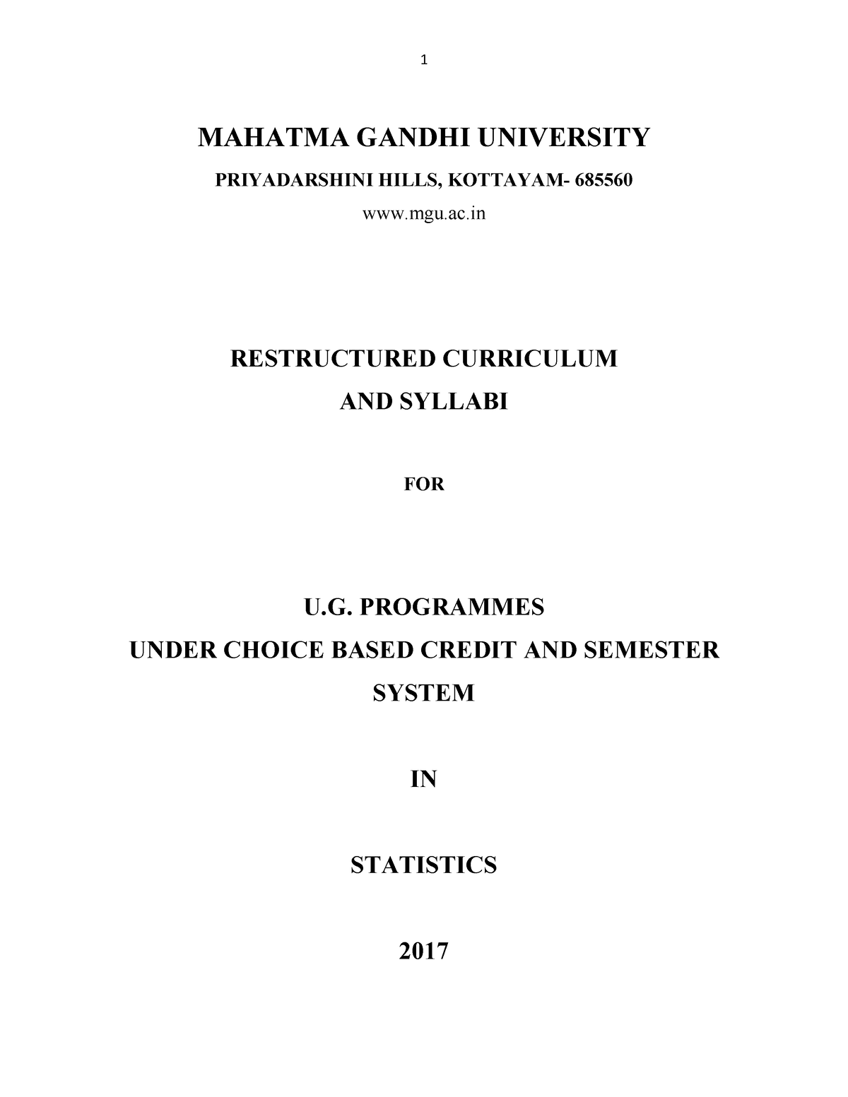 Syllabus B-Sc-Statistics - Mgu.ac - Studocu