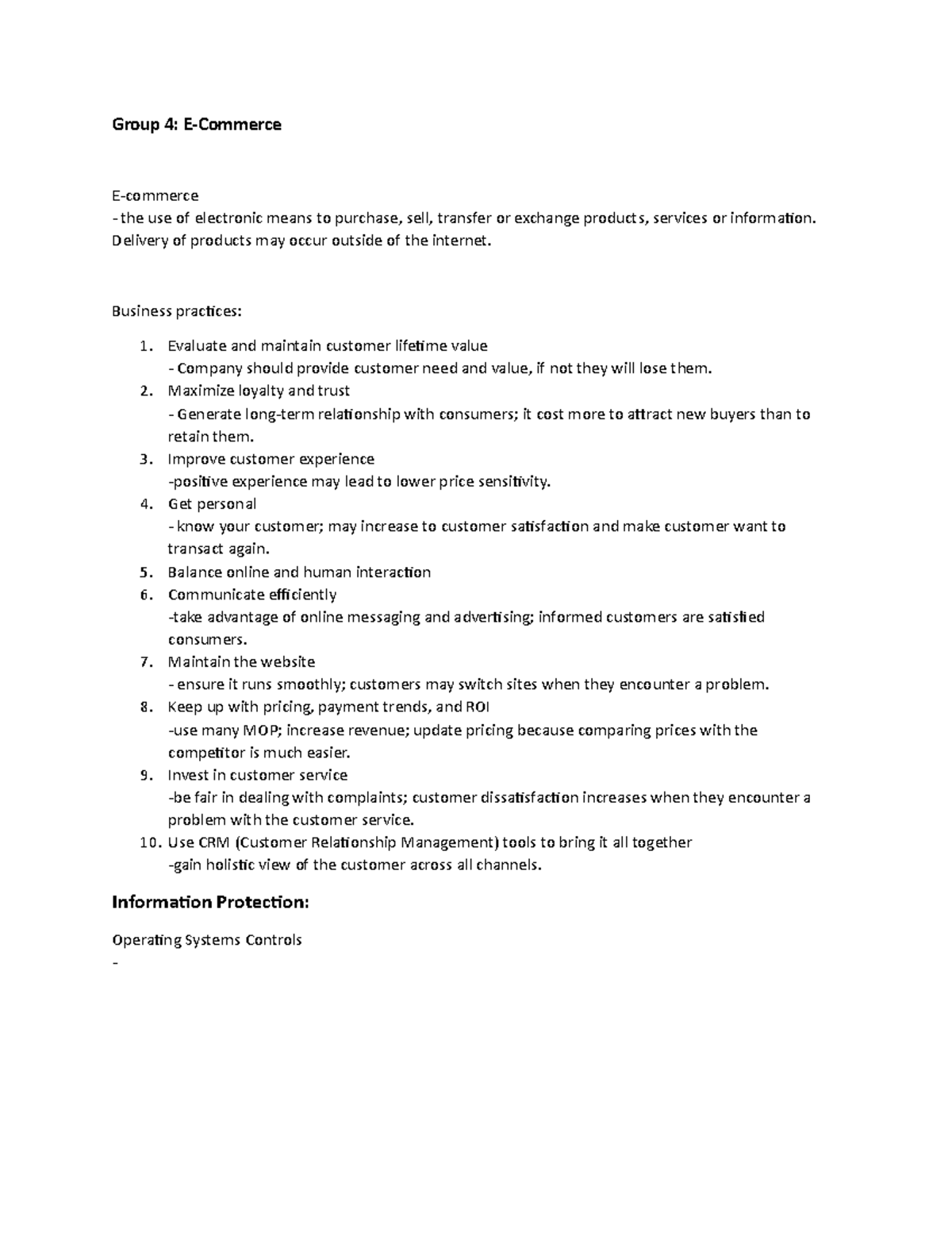 Notes on Customer integrated system - Group 4: E-Commerce E-commerce ...