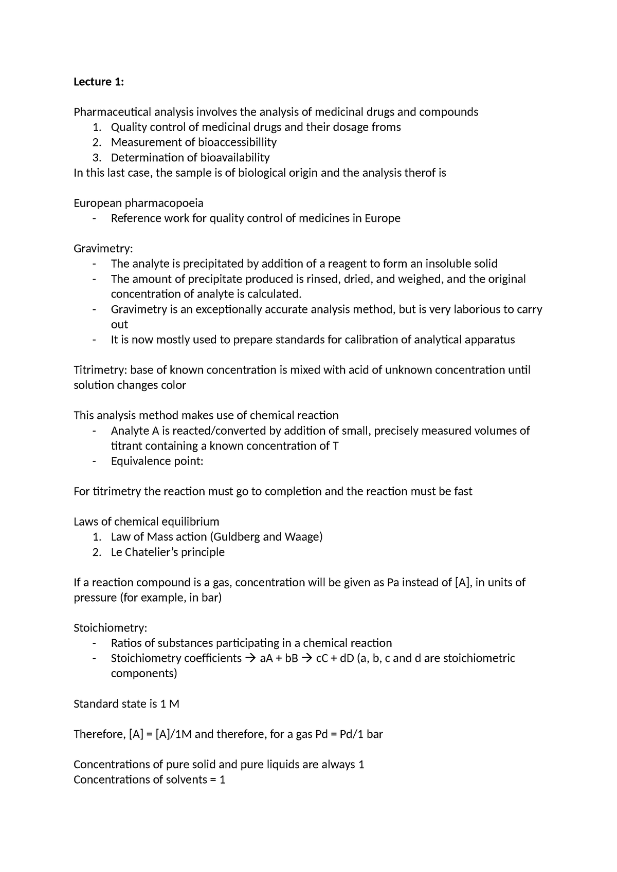 Pharmaceutical Analysis A - Lecture 1: Pharmaceutical analysis involves ...