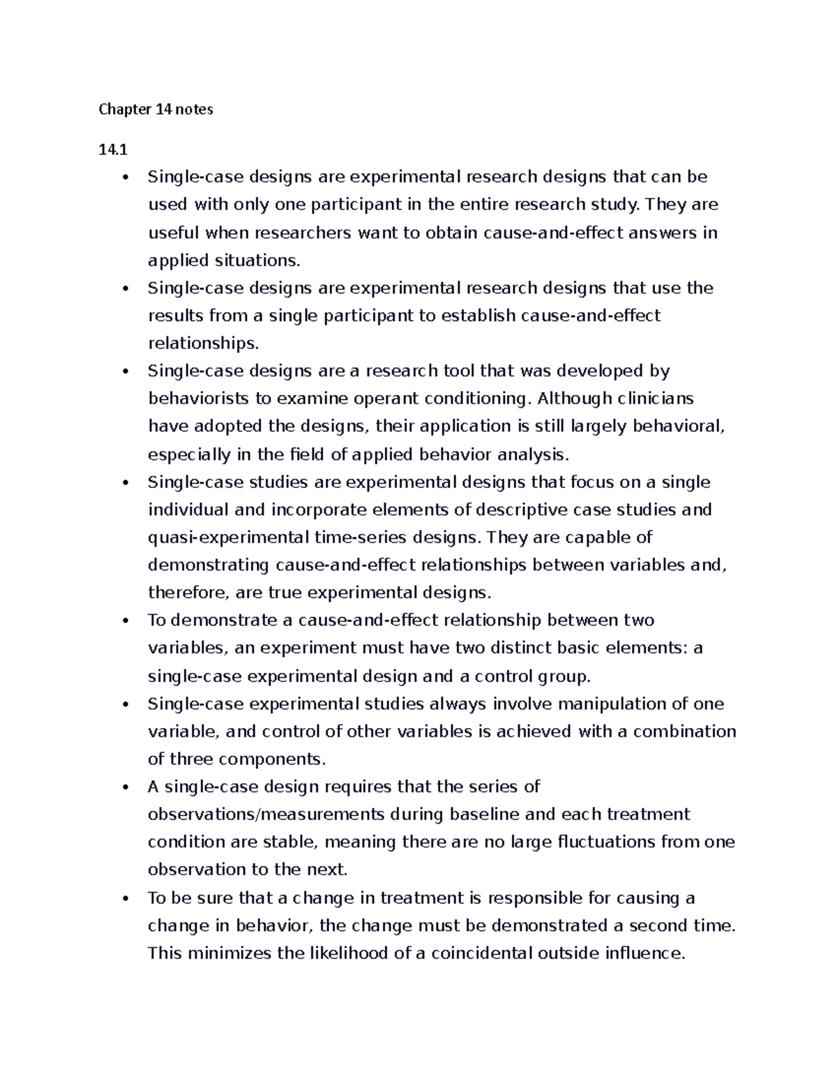 Chapter 14 notes - Chapter 14 notes Single-case designs are ...