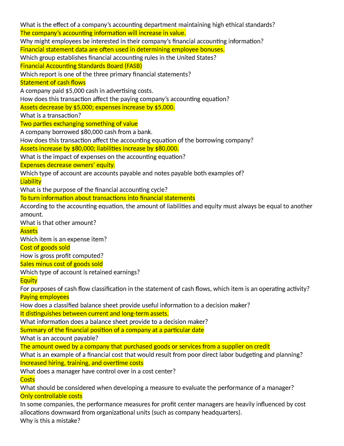 D196 PA Test answers - What is the effect of a company’s accounting ...