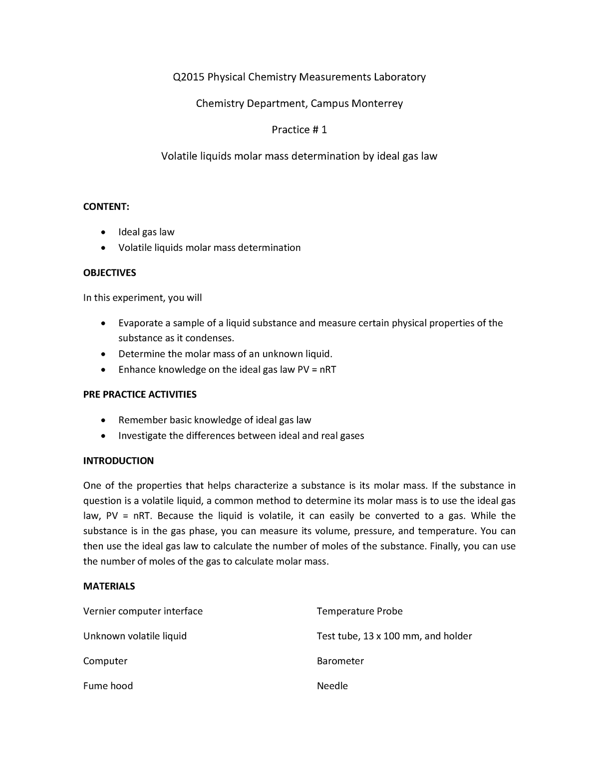 1-molar-mass-volatile-liquid-q2015-physical-chemistry-measurements