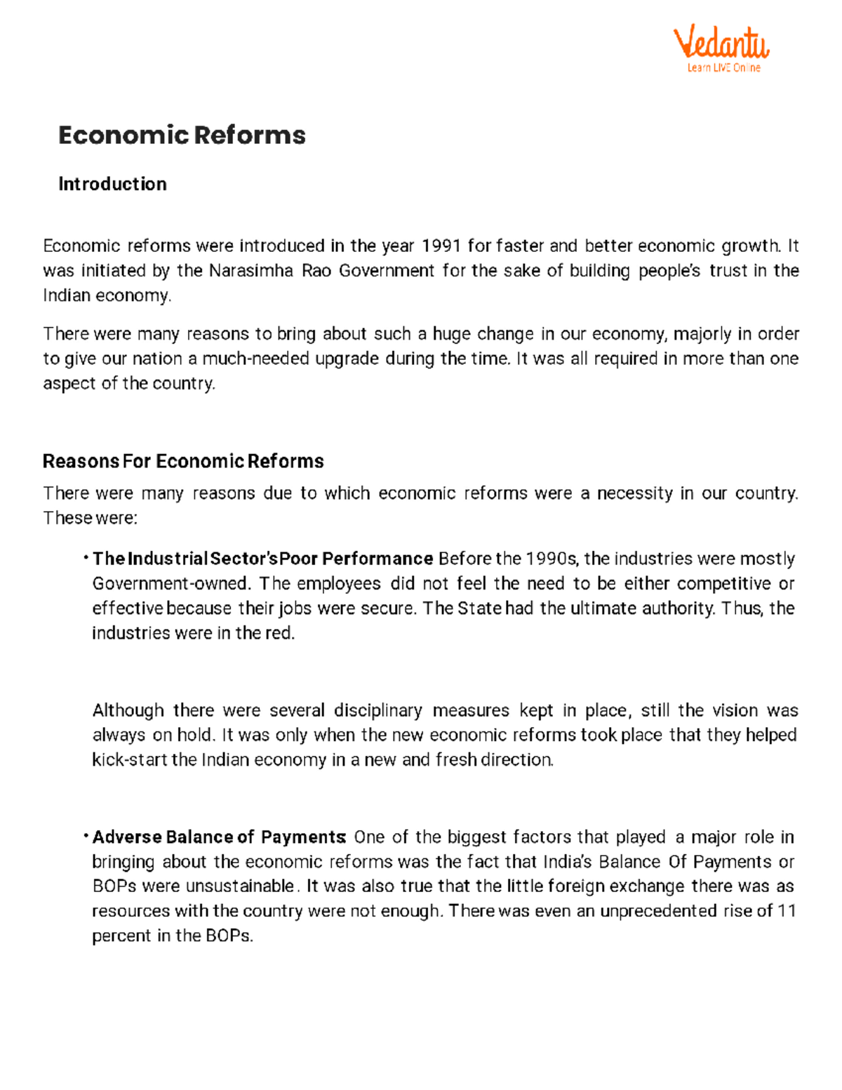 Economic Reforms - BA(P) political science - Studocu