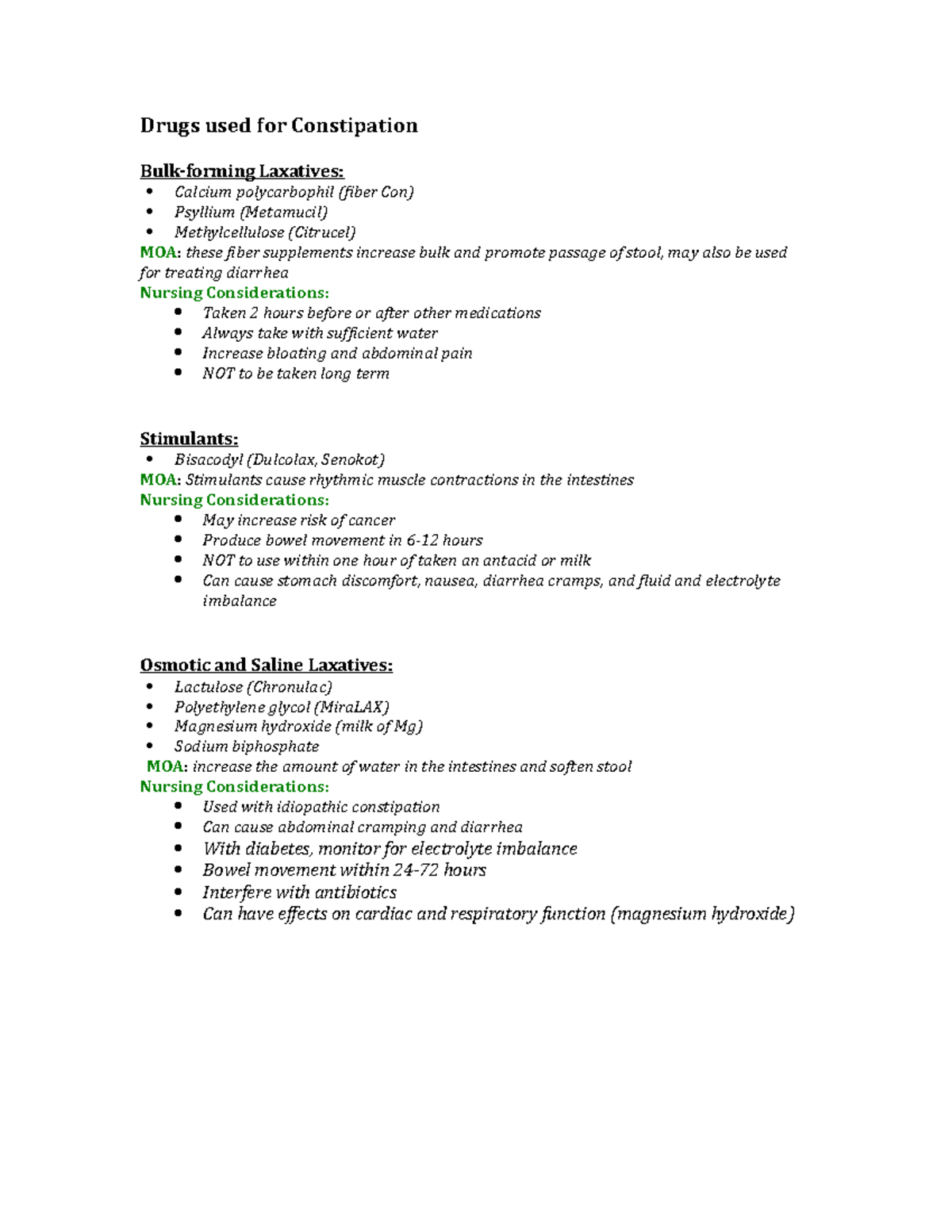 Drugs used for Constipation - Drugs used for Constipation Bulk-forming ...