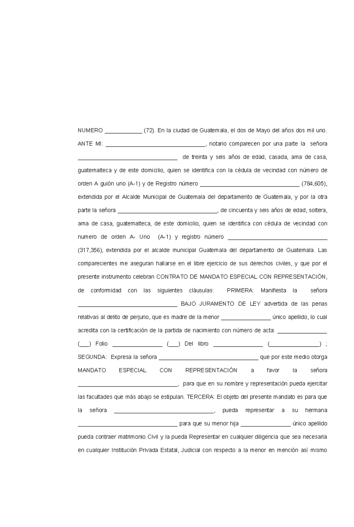 20) Mandato Especial CON Representacion PARA PARA Contraer Matrimonio ...