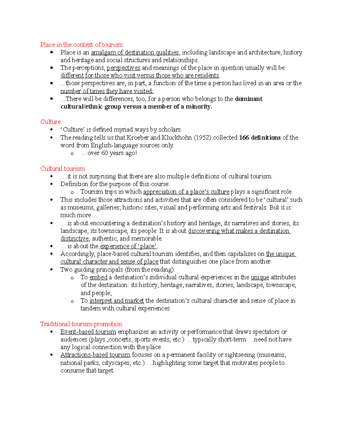 Class 3 Place in the context of tourism Place is an amalgam of