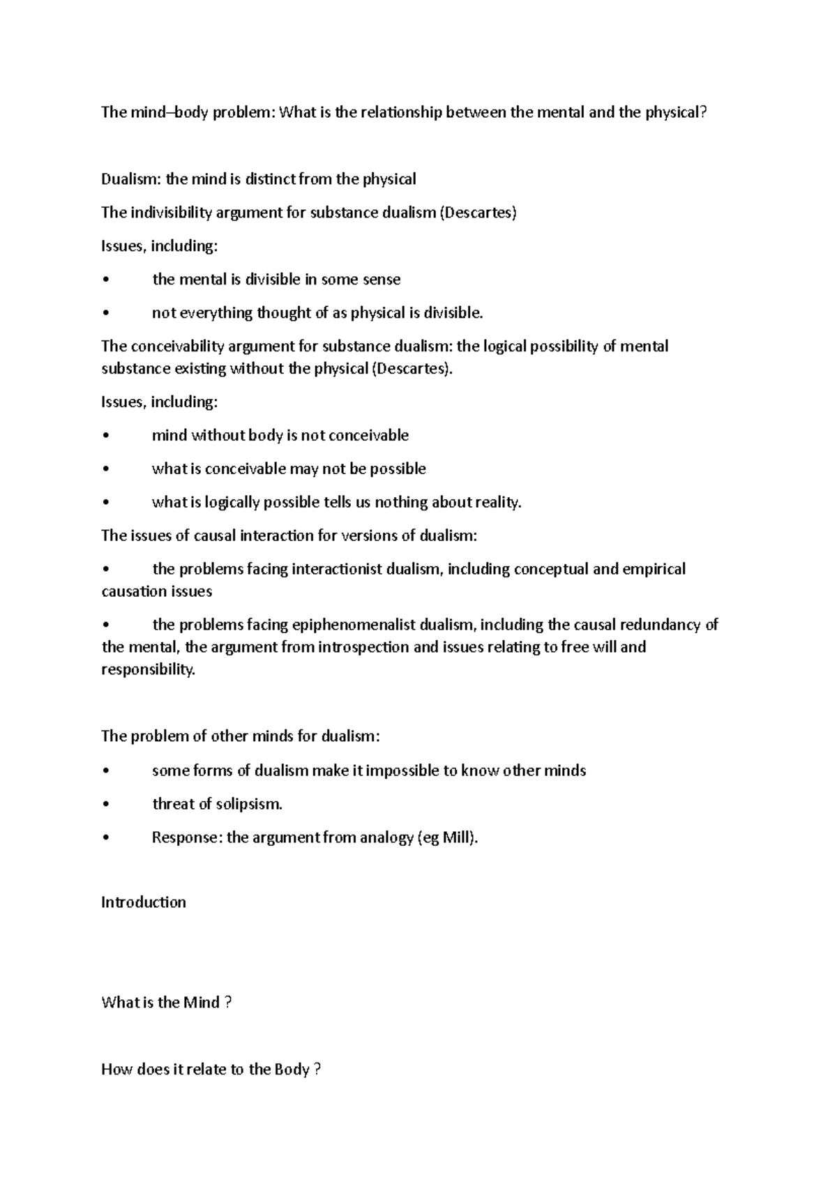 What is the Mind in depth notes covering the module contents A222