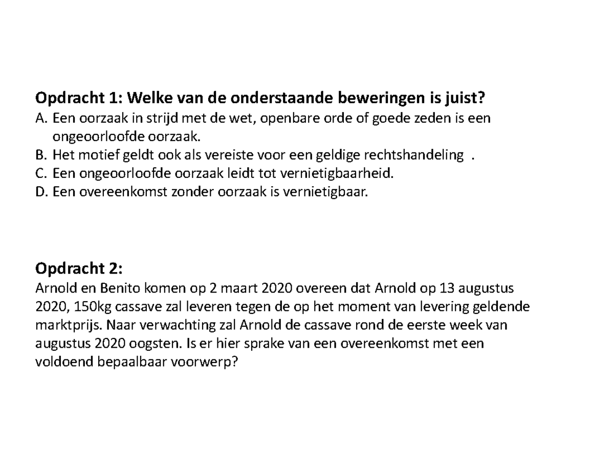 Opdrachten hoorcollege week 6 - Inleiding tot het Rechtswetenschap