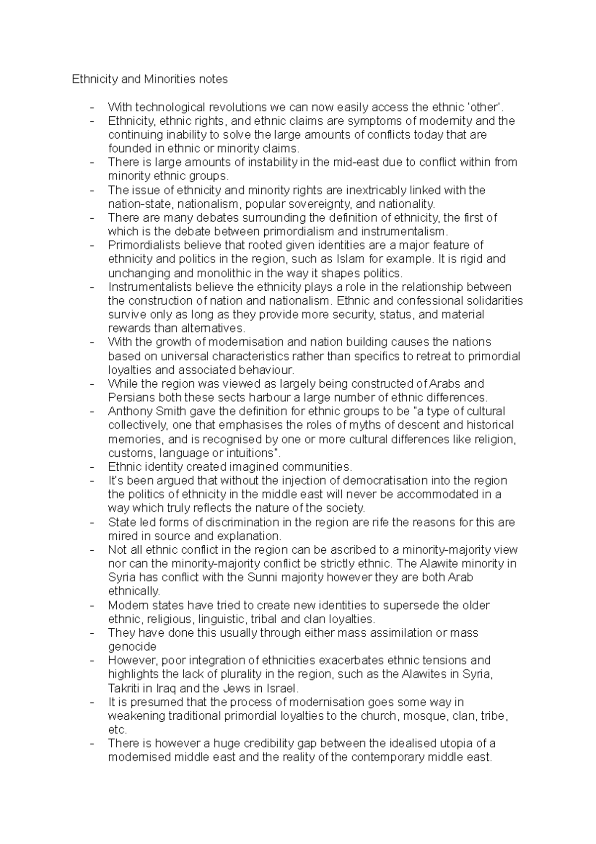 Ethnicity and Minorities notes - Ethnicity and Minorities notes With ...