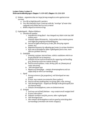 Lecture notes 6 - life in a fluid medium - Lecture notes: Lecture 6 ...