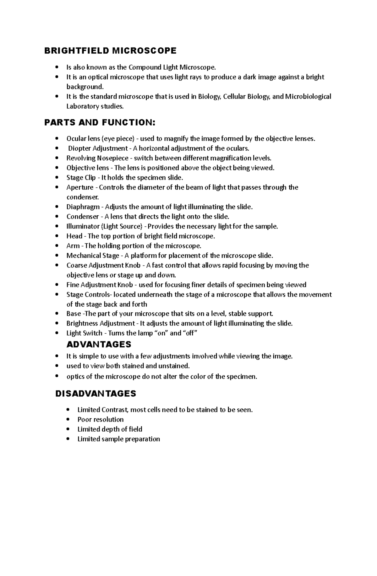 Microscopes - It is an optical microscope that uses light rays to ...