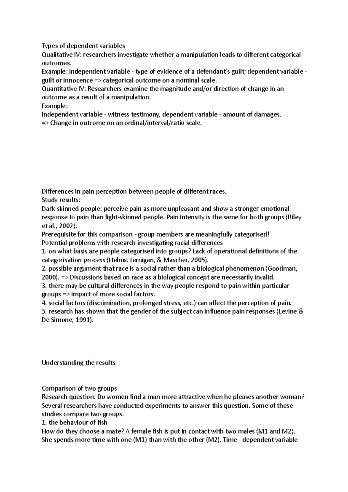 Types of dependent variables - Types of dependent variables Qualitative ...