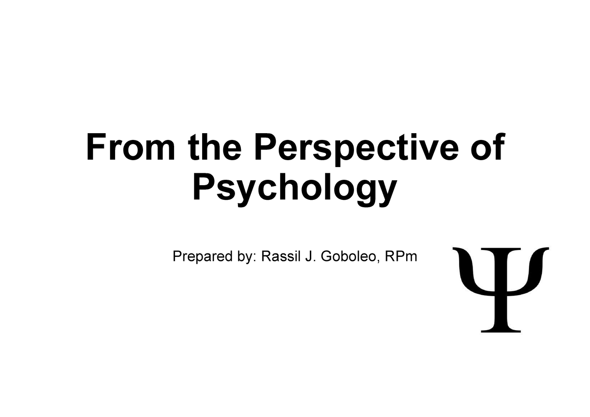 Lesson 33 - PPT FOR LECTURE - From the Perspective of Psychology ...