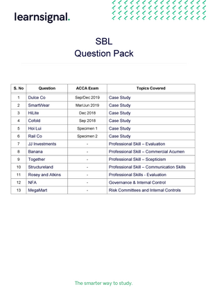 SBL Mock Test 2020-21 - ACCA Paper SBL Strategic Business Leader ...