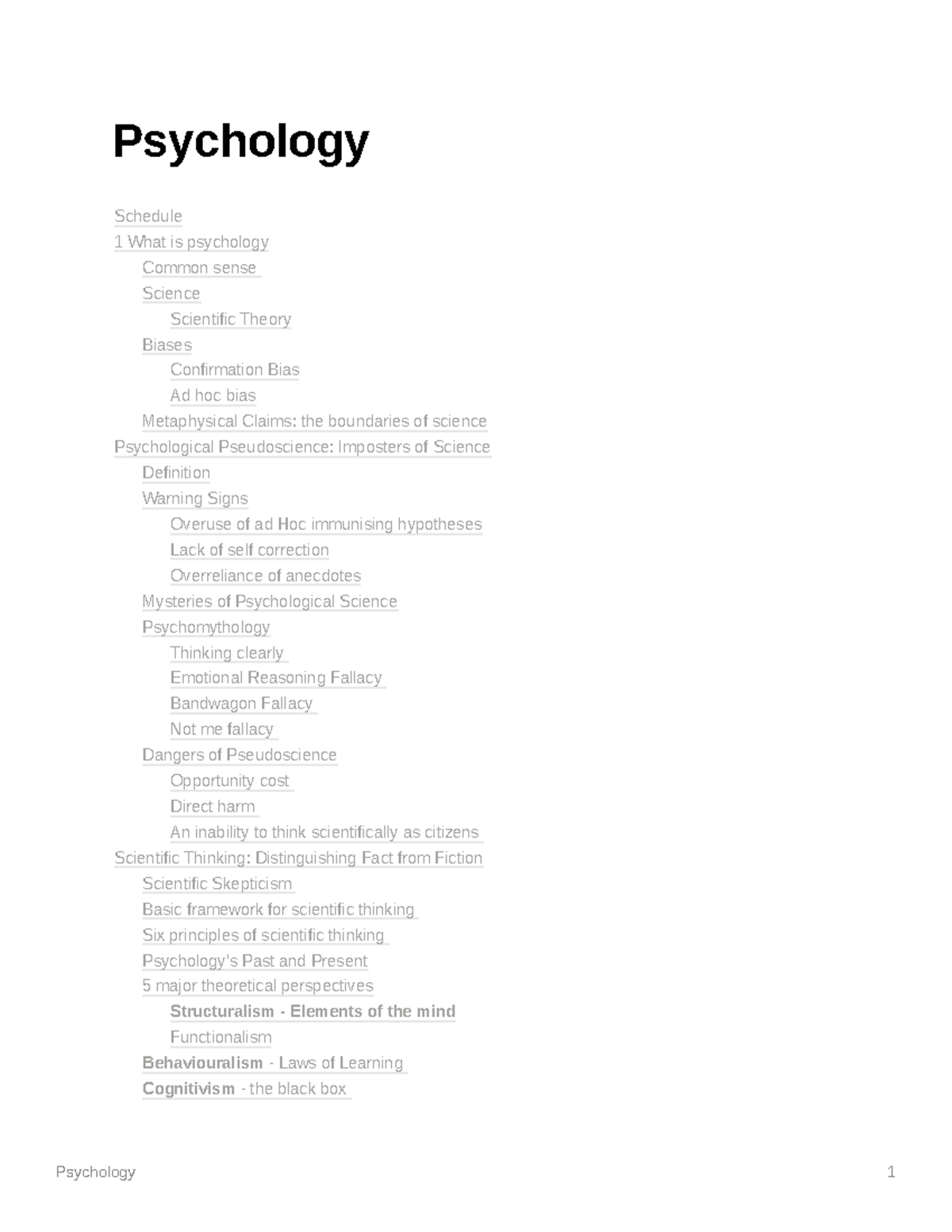 Psychology Psychology Schedule 1 What is psychology Common sense