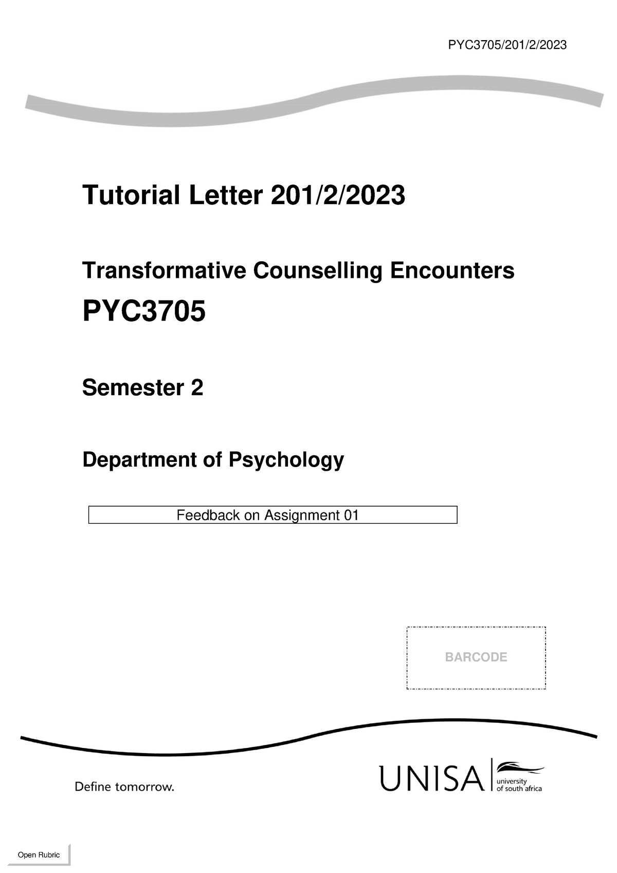 PYC3705 2023 TL 201 2 B Final - PYC3705/201/ 2 / 2023 Tutorial Letter ...