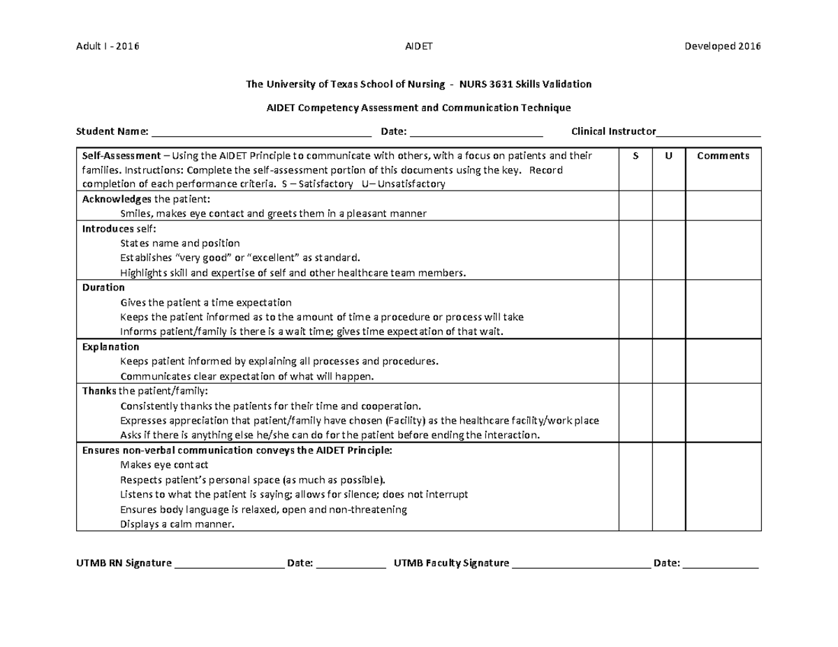 Aidet - important - Adult I - 2016 AIDET Developed 2016 The University ...