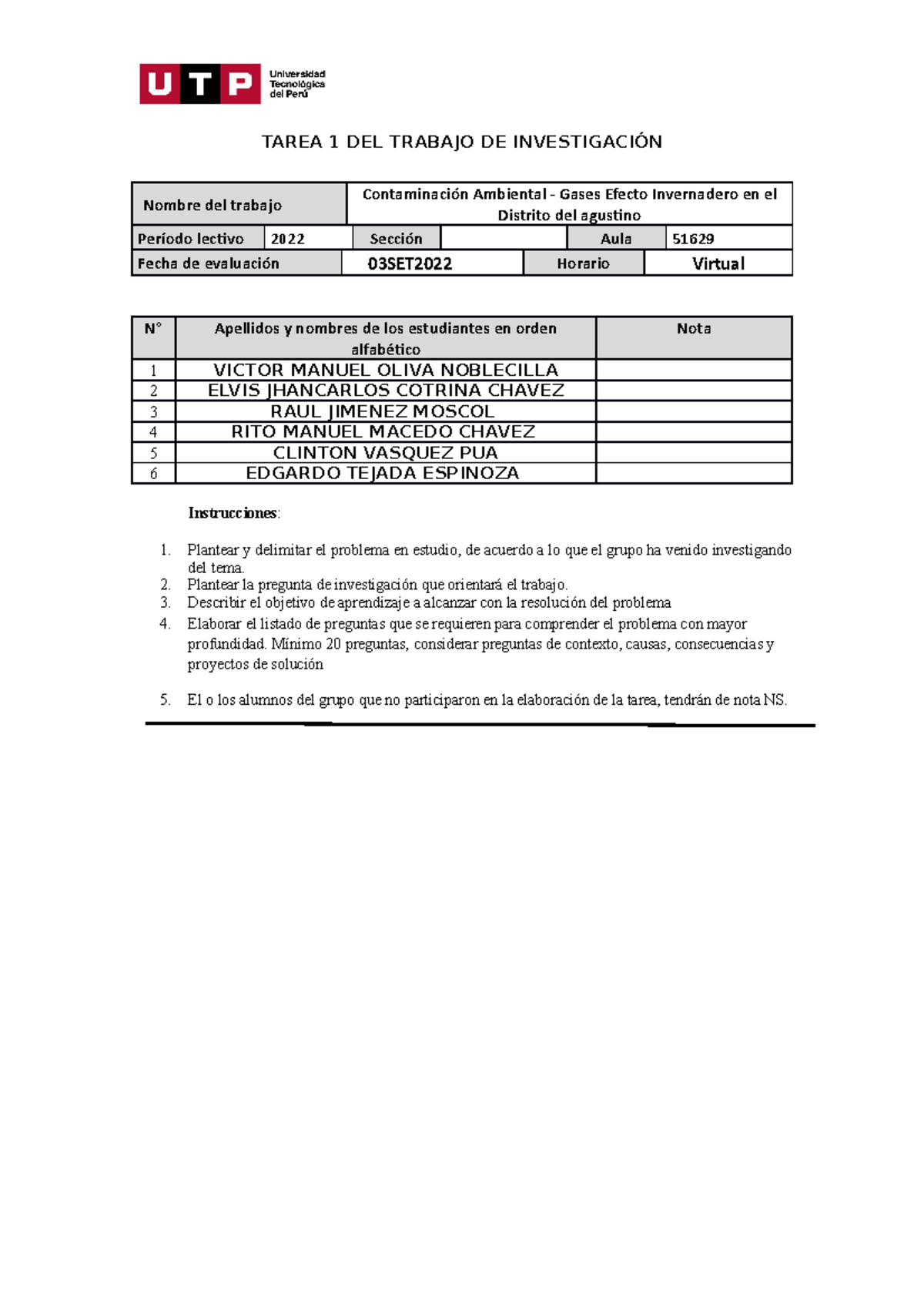 Tarea 1 DEL Trabajo DE Investigación - TAREA 1 DEL TRABAJO DE ...